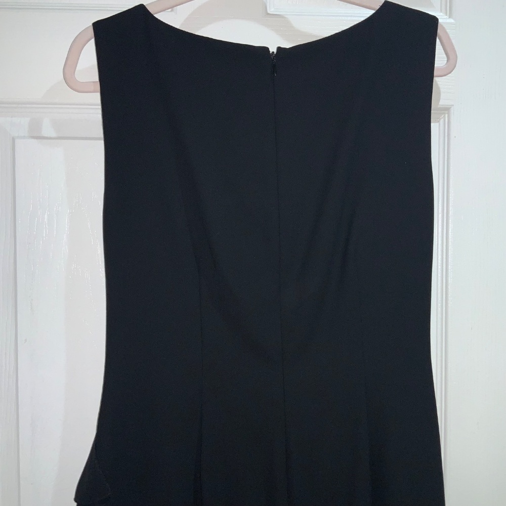 Tahari ASL sheath dress Sz 14P sleeveless side ruffle detail Little Black Dress - Picture 7 of 9